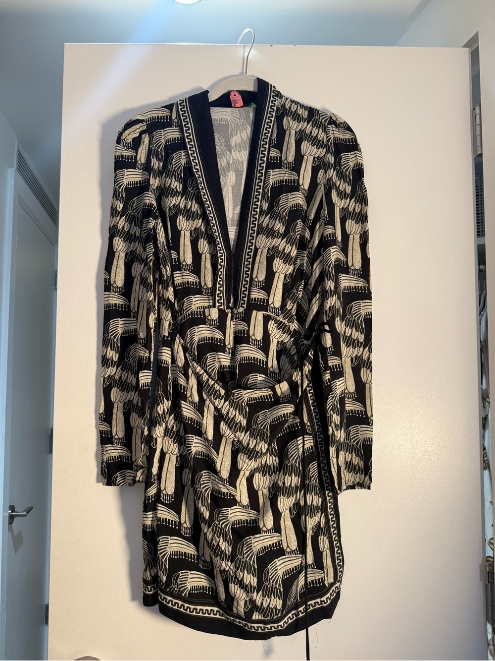 FARM Rio Black and Cream Printed Long Sleeve ROMPER